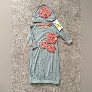 NWT KicKee Pants Infant Gown and Beanie